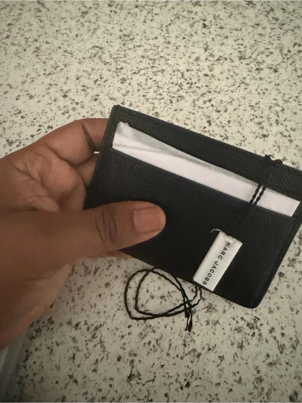 Marc Jacobs Black Leather Cardholder with Gold Logo
